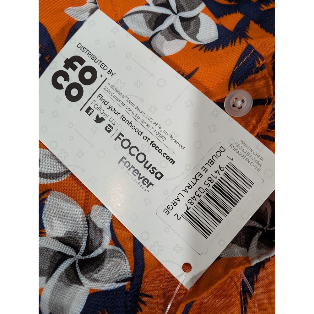 NFL Denver Broncos Hawaiian Shirt Mens 2XL Orange Tropical Floral Button Up NWT - Picture 10 of 11